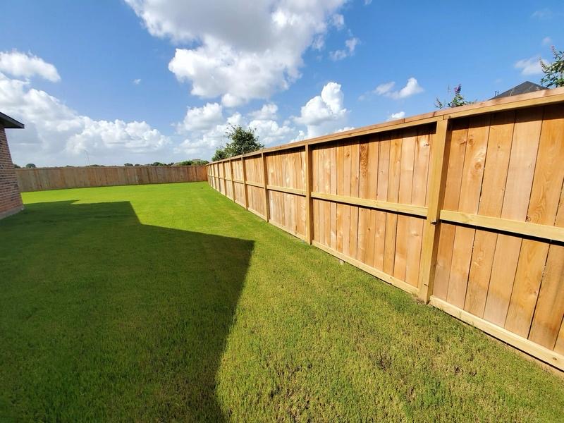 Cedar privacy fence enclosing a backyard